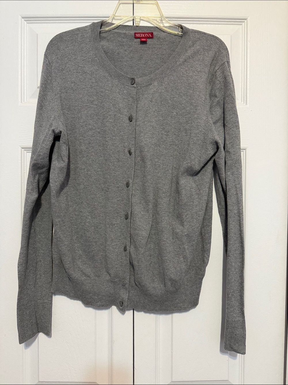 Merona Gray Lightweight Button-Up Crewneck Cardigan